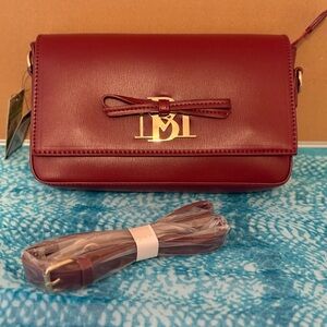 Badgley Mischka Red Crossbody Bag with Gold Hardware